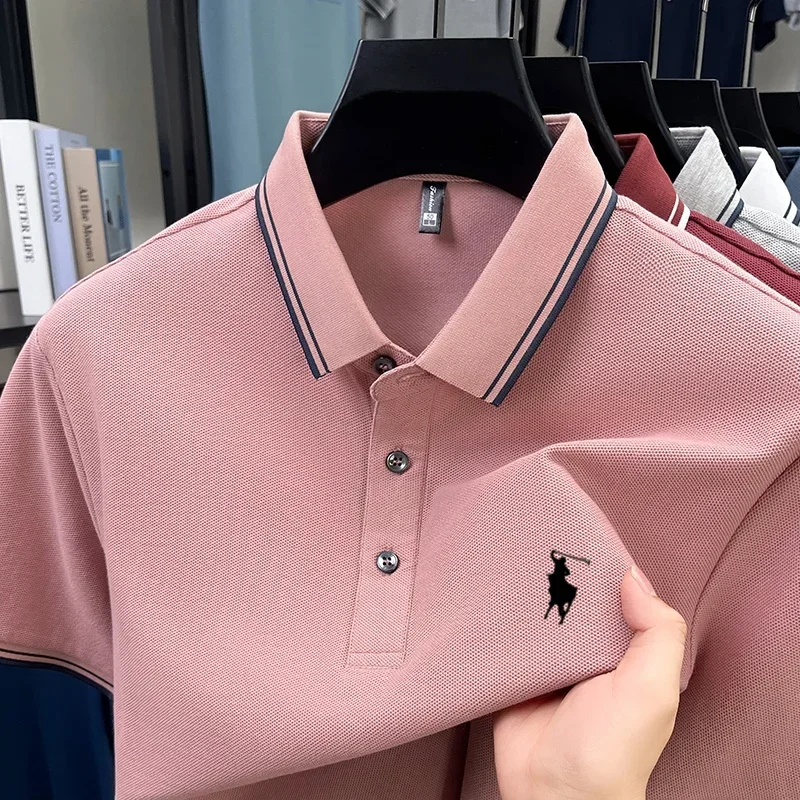 100% Pure Cotton Luxury Men's Brand Simple Pony Design Comfortable Polo Shirt Summer Fashion Hot Selling Breathable Short Sleeve