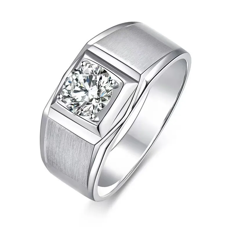 high quality 1ct VVS D color moissanite diamond jewelry with GRA certification 925 sterling silver men wedding rings