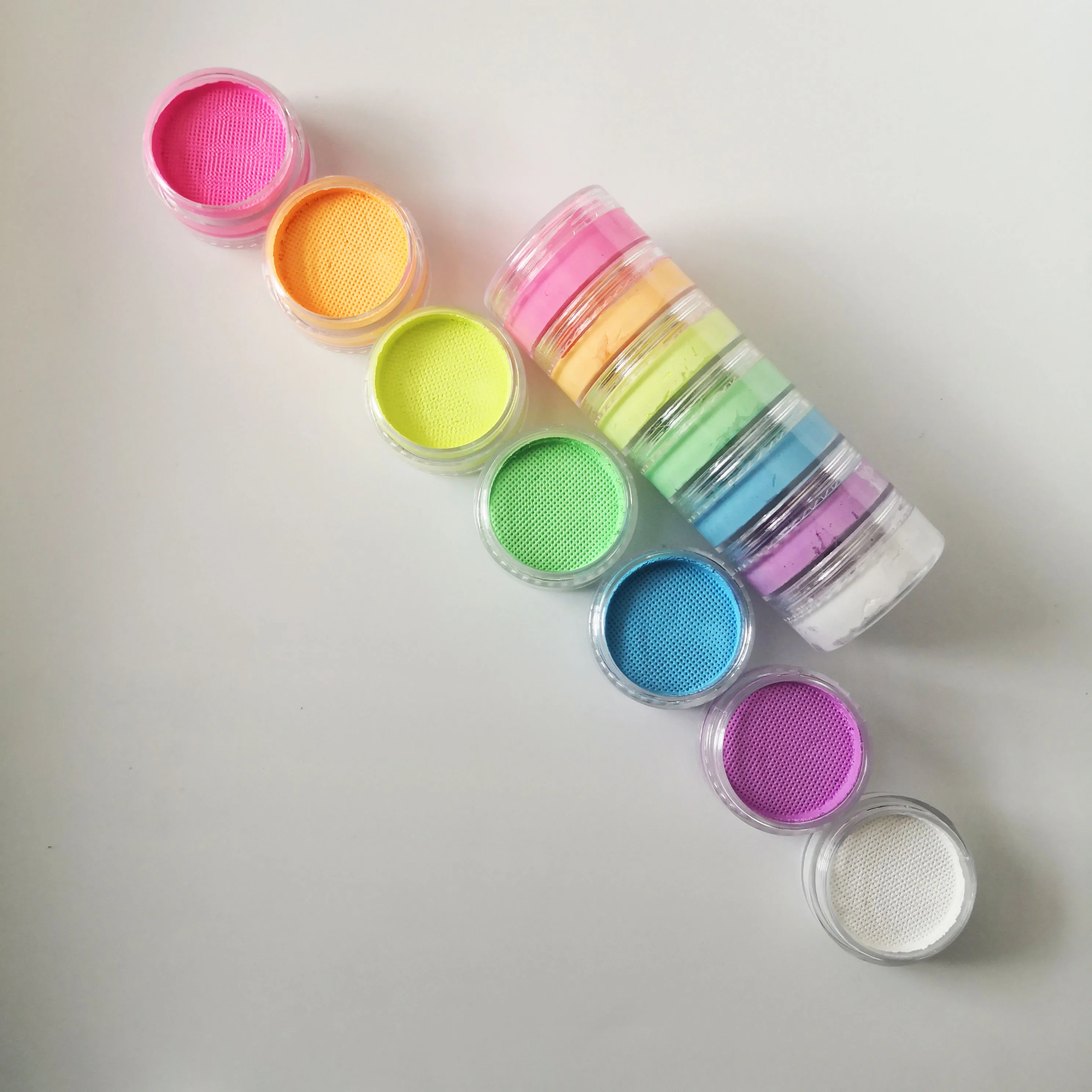 10g Pittura per il viso Eyeliner a base d'acqua Split Arcobaleno Torta Torre Forniture per pittura per il corpo Eyeliner attivato a doppio colore lavabile