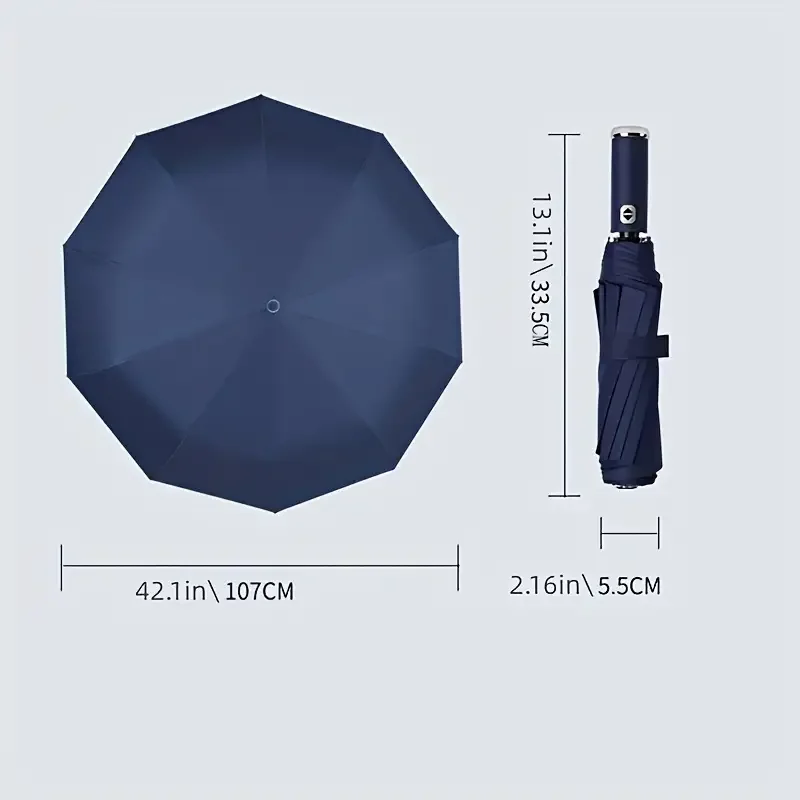 Fully Automatic Reverse Folding Umbrella With LED Flashlight 10Ribs Windproof Reflective Stripe UV Umbrellas For Sun Or Rain Day