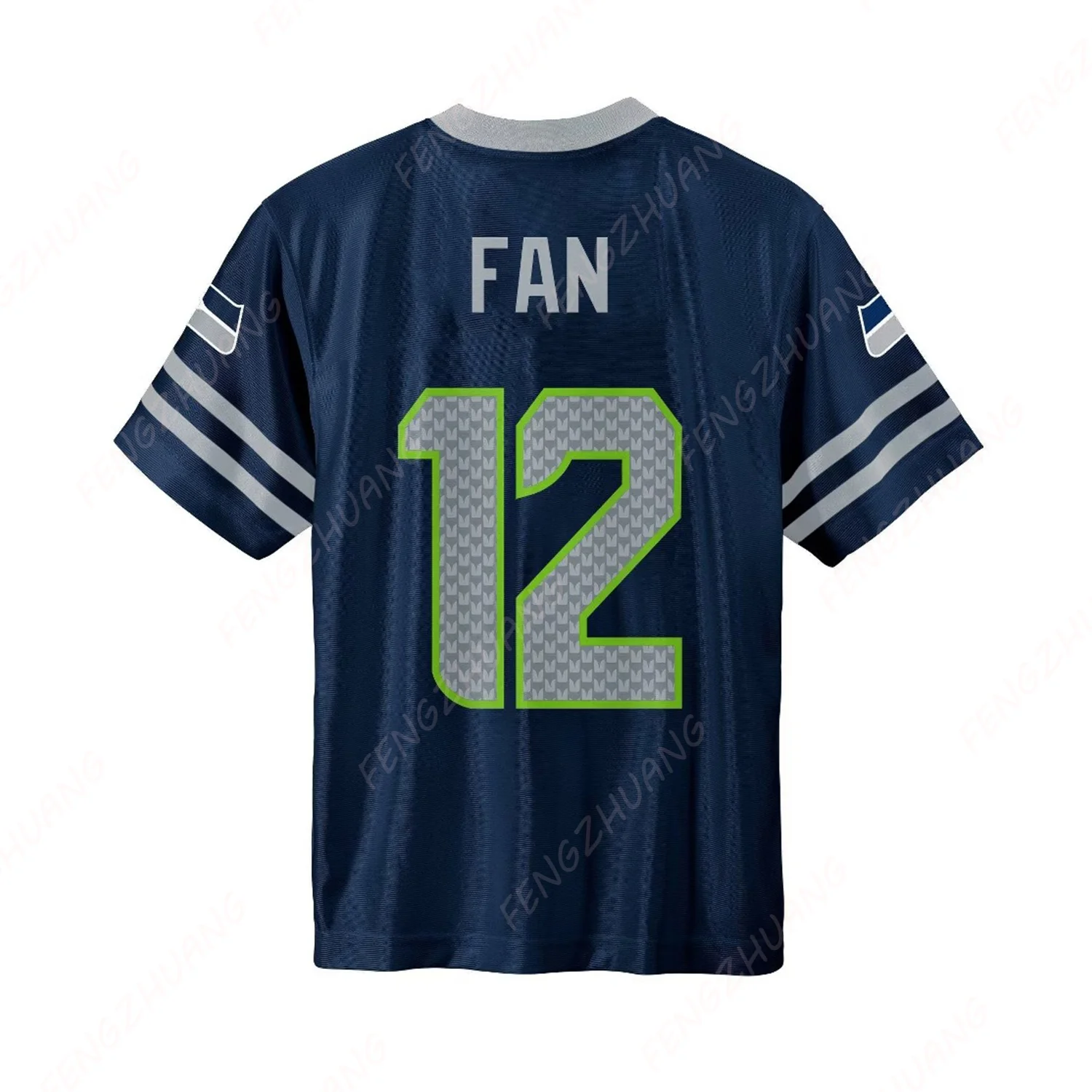 Seattle Seahawks Boys' 12# Fan Jersey Outdoor Quick Dry Short Sleeve  Breathable Sportswear Summer Classic Loose T-Shirt