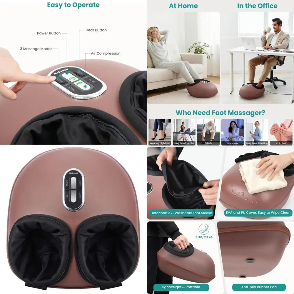 

Foot Massager with Heat and Air Compression for Enhanced Circulation and Relaxation, Suitable for Home & Office, FSA/HSA Eligibl