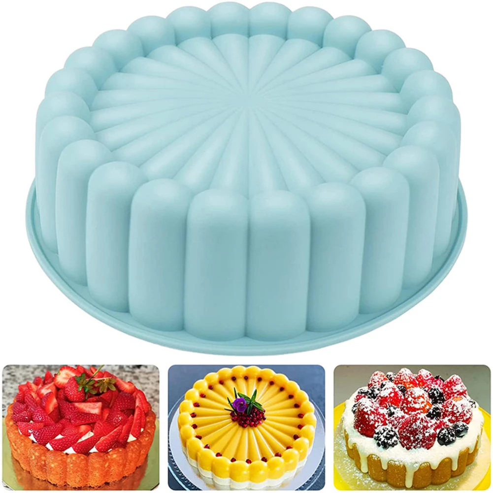 

3D Silicone Cake Mold Round Shortcake Baking Pan Tray Easy Demould Bread Toast Shortcake Cake Sponge Food Making Mould 8/10 In