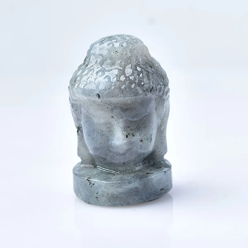 100%  Natural Rose Quartz Obsidian Buddha  Reiki Crystal Figurine Head Carving Mini Statue Feng Shui Crafts Home Decoration Gift