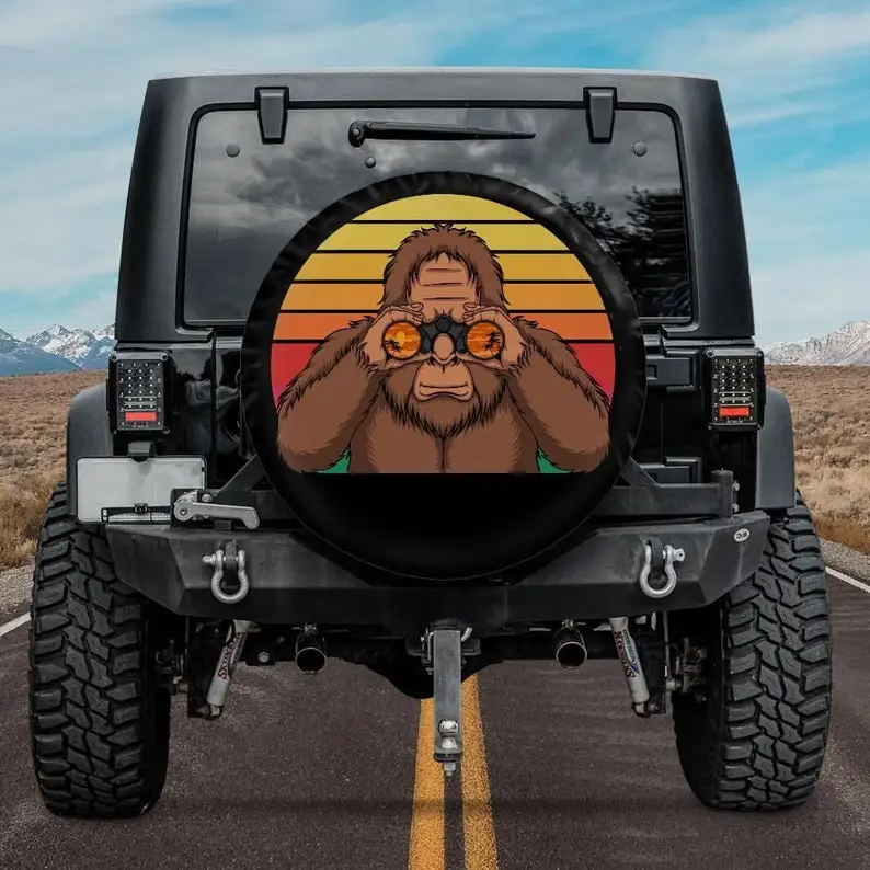 Spare Tire Cover with Bigfoot beach design, Spare Tire Cover, Surfer Bigfoot Wheel Cover, Gift for a Owner