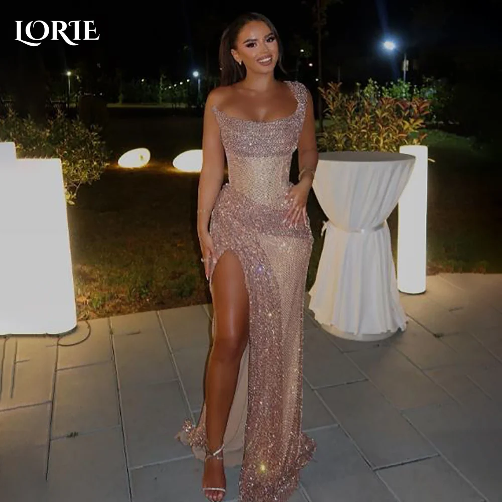 LORIE One Shoulder Arabia Evening Dress Shiny Pleats Floor Length Mermaid Prom Dresses Pleats Arabia Party Gown Customized 2026