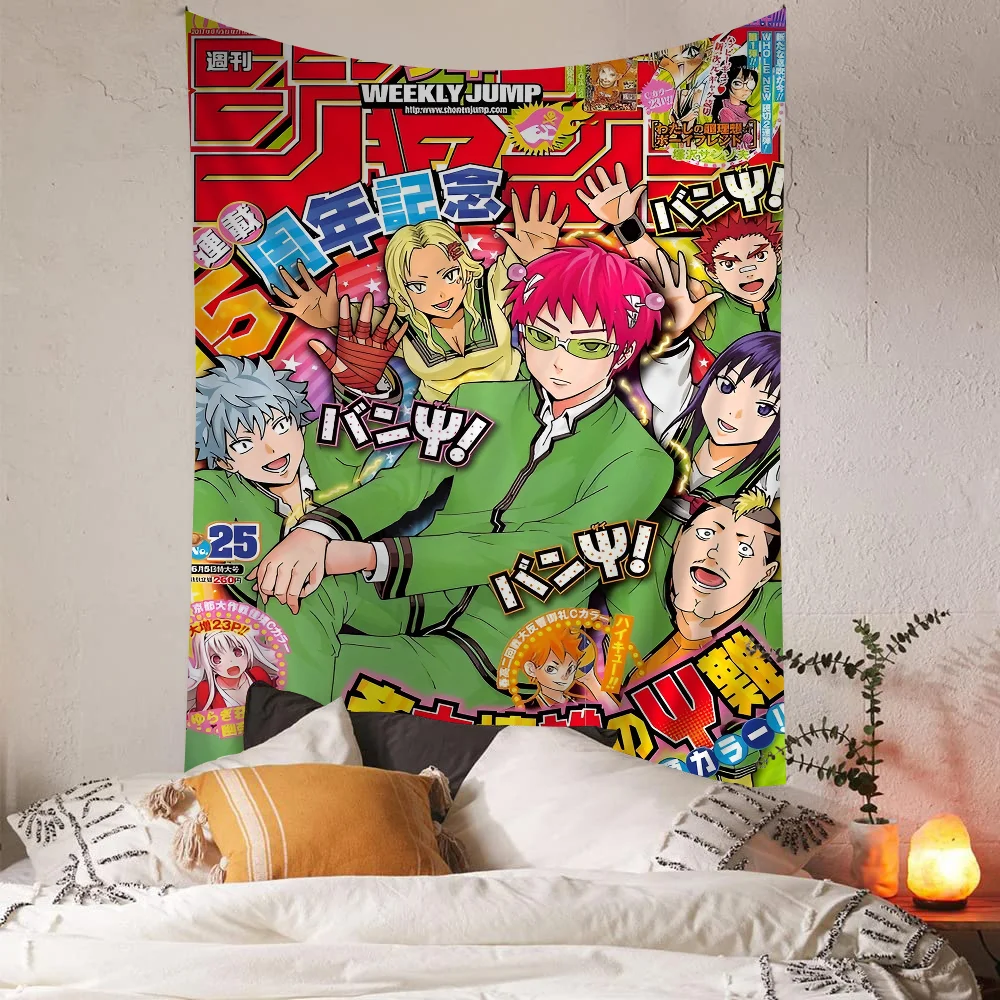 Saiki K Cartoon Tapestry Home Decoration Hippie Bohemian Decoration Divination Home Decor