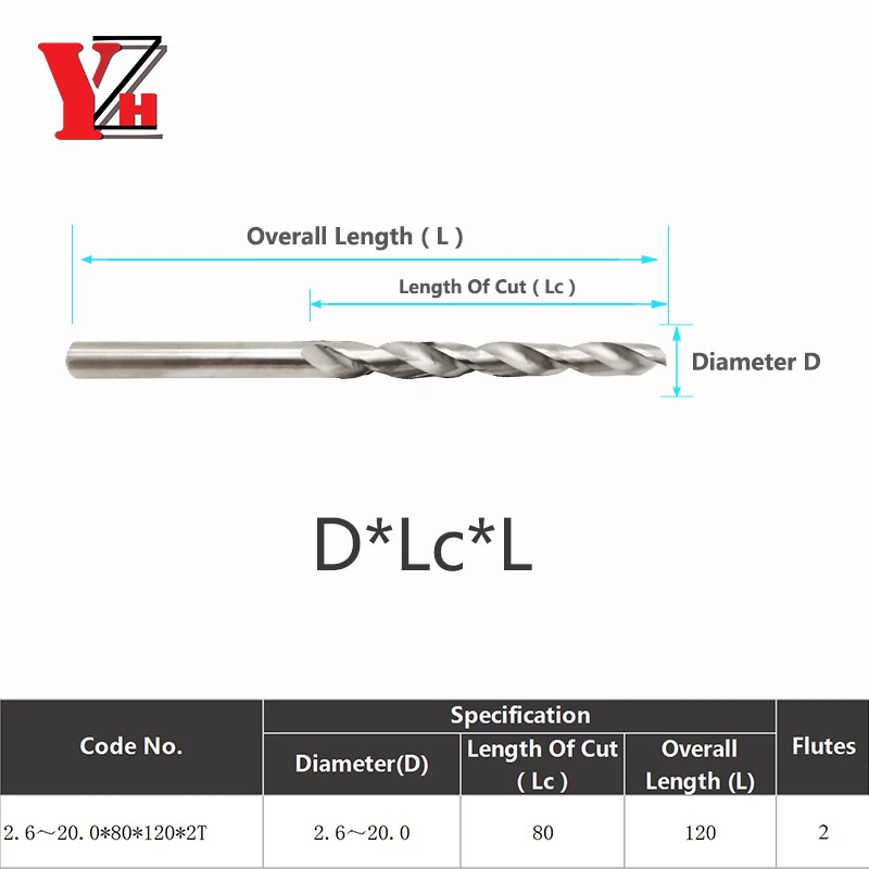 Imagem -02 - Yzh Carbide Twist Drill Bits de Tungstênio Sólido Alça Reta Furo de Perfuração para Metal Aço Ferro Cnc 120 mm Hrc50