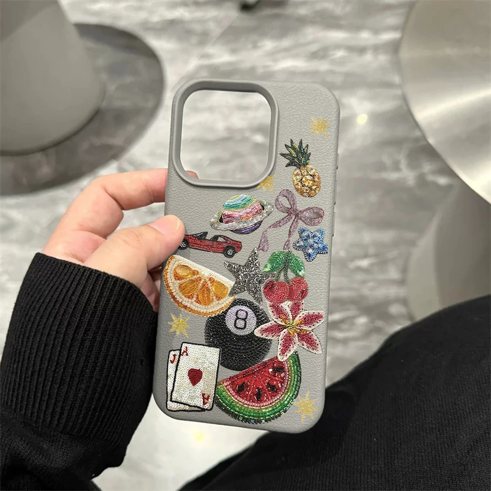 Stickerei-Elemente Handyhülle für iPhone 17 16 15 14 13 12 11 Pro Max 16 15 14 Plus 17 16 15 14 Pro 17Air Silikon Matte Hülle – Detail 9