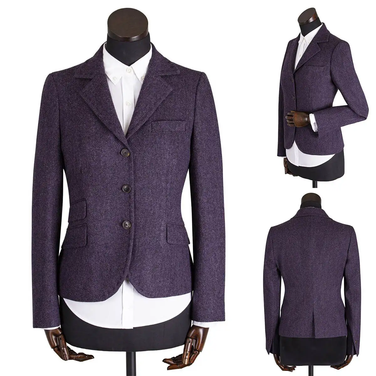 

Tweed Purple Women Blazer Slim Fit Custom Made Ladies Tuxedos Wedding Wear Party Prom Dress One Piece