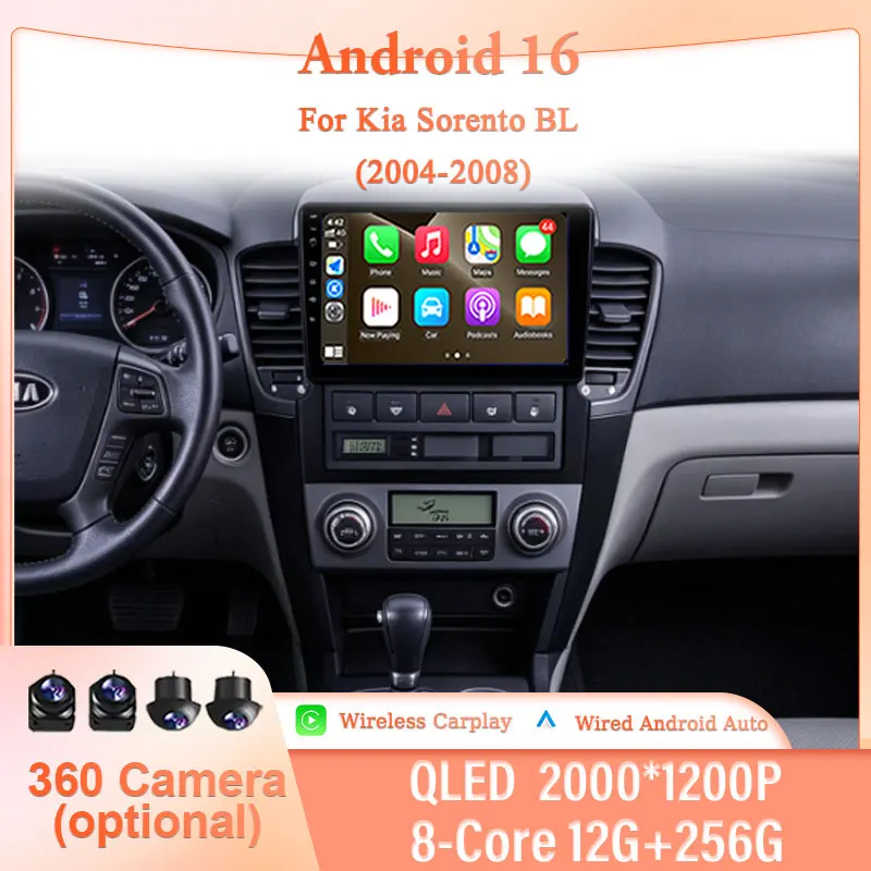 

9" Android 16 Car Stereo for Kia Sorento BL 2004-2008 IPS HD Audio Wireless CarPlay Android Auto GPS Navi BT WiFi DSP Head Unit