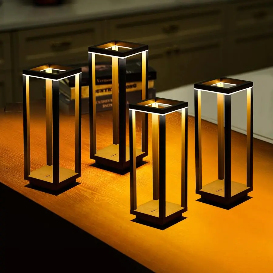 

Pack Cordless Table Lamp Rechargeable, IP55 Waterproof, 60h Runtime Protable Outdoor Table Lamps, 3 Color Stepless Dimming Batte