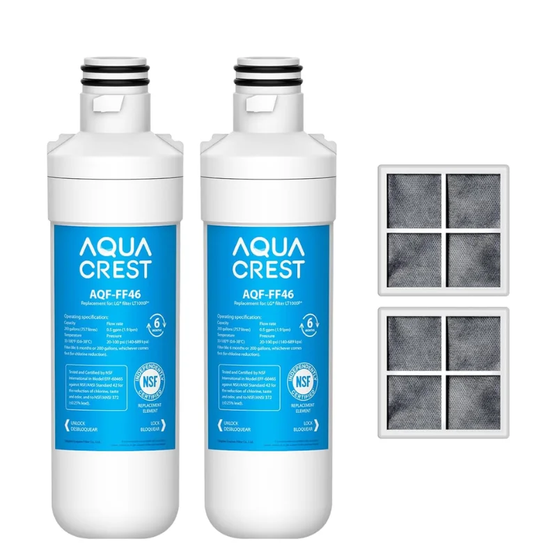 AQUA CREST LT1000PC ADQ747935 Refrigerator Water Filter and Air Filter, Replacement for LG® LT1000P®/PC/PCS, LMXS28626S