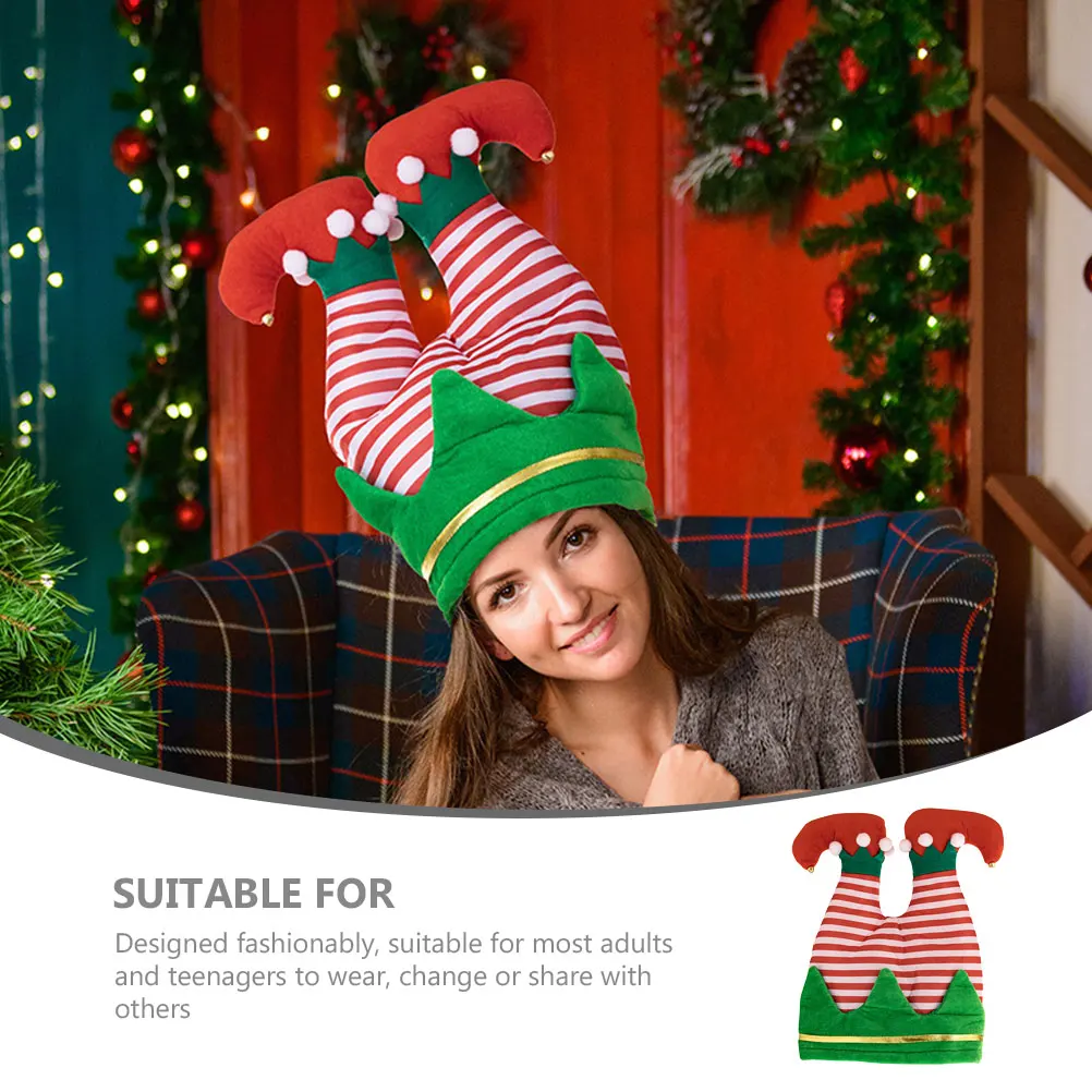 

1pc Christmas Hat Funny Elf Leg Shaped Design Lightweight Party Hat For Adults Teens Christmas Party Decoration Xmas Ornaments