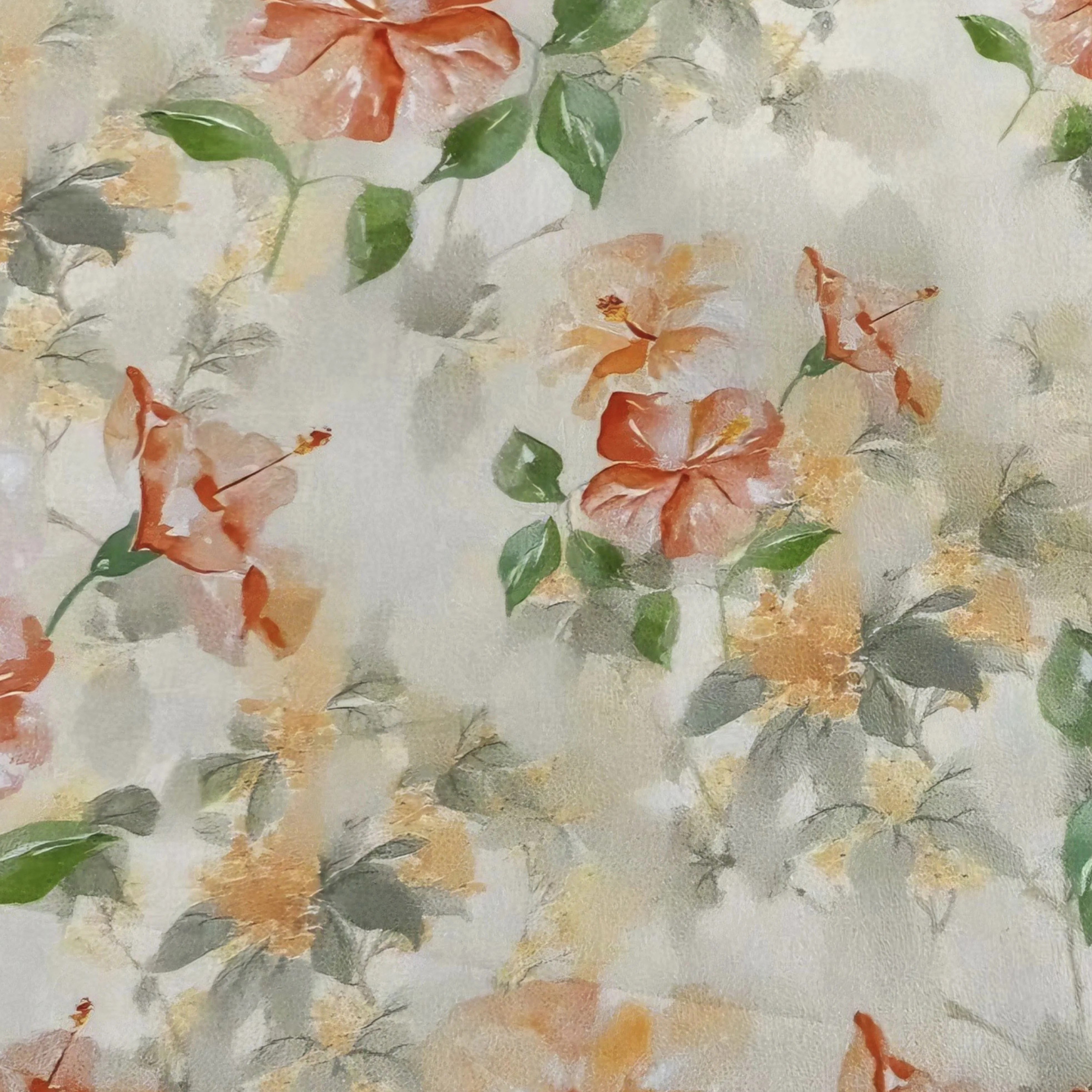 Lightweight 100% Cotton Fabric with Watercolor Hibiscus Print Suitable for DIY Summer Ieisure Shirt Dress Design view 3
