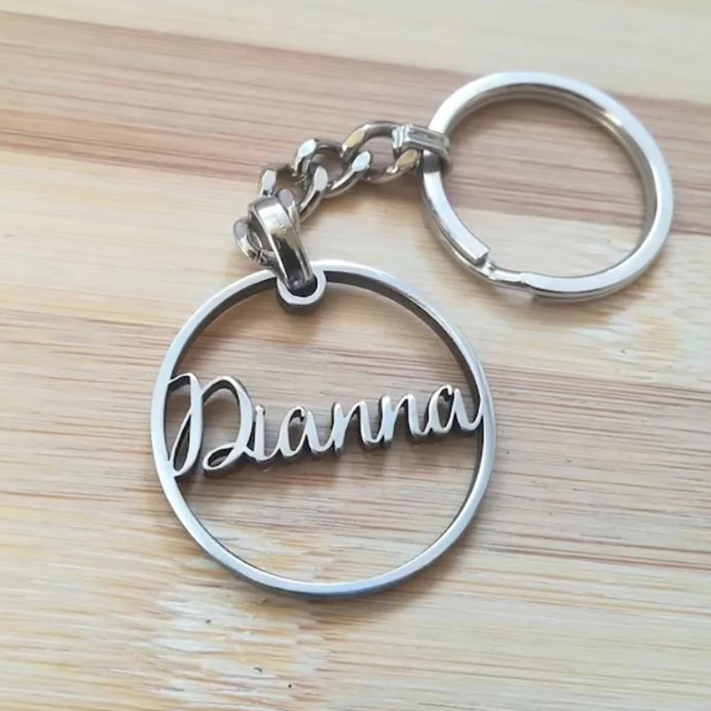 Keychain Customization Various Types of Letter Shaped Names Stainless Steel Keychain Men\'s and Women\'s Exquisite Gift