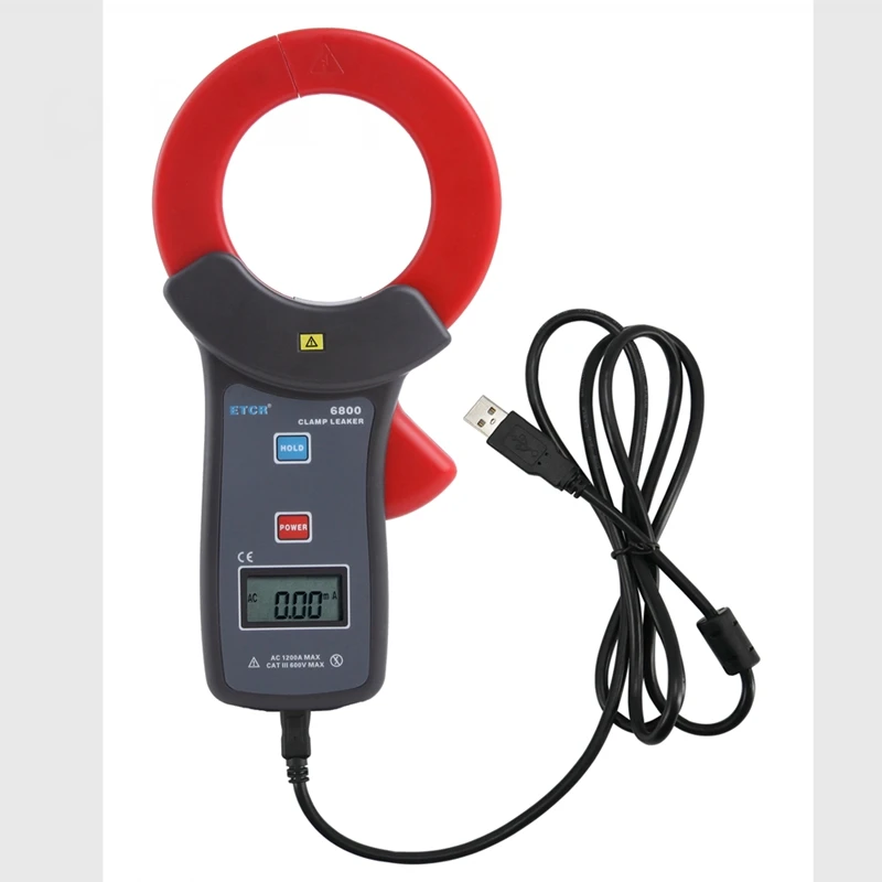 Imagem -05 - Etcr Alta Precisão Braçadeira Vazamento Medidor Atual ac Vazamento Atual Inspeção Peak Data Hold Armazenamento Valor Definido Indicação de Alarme