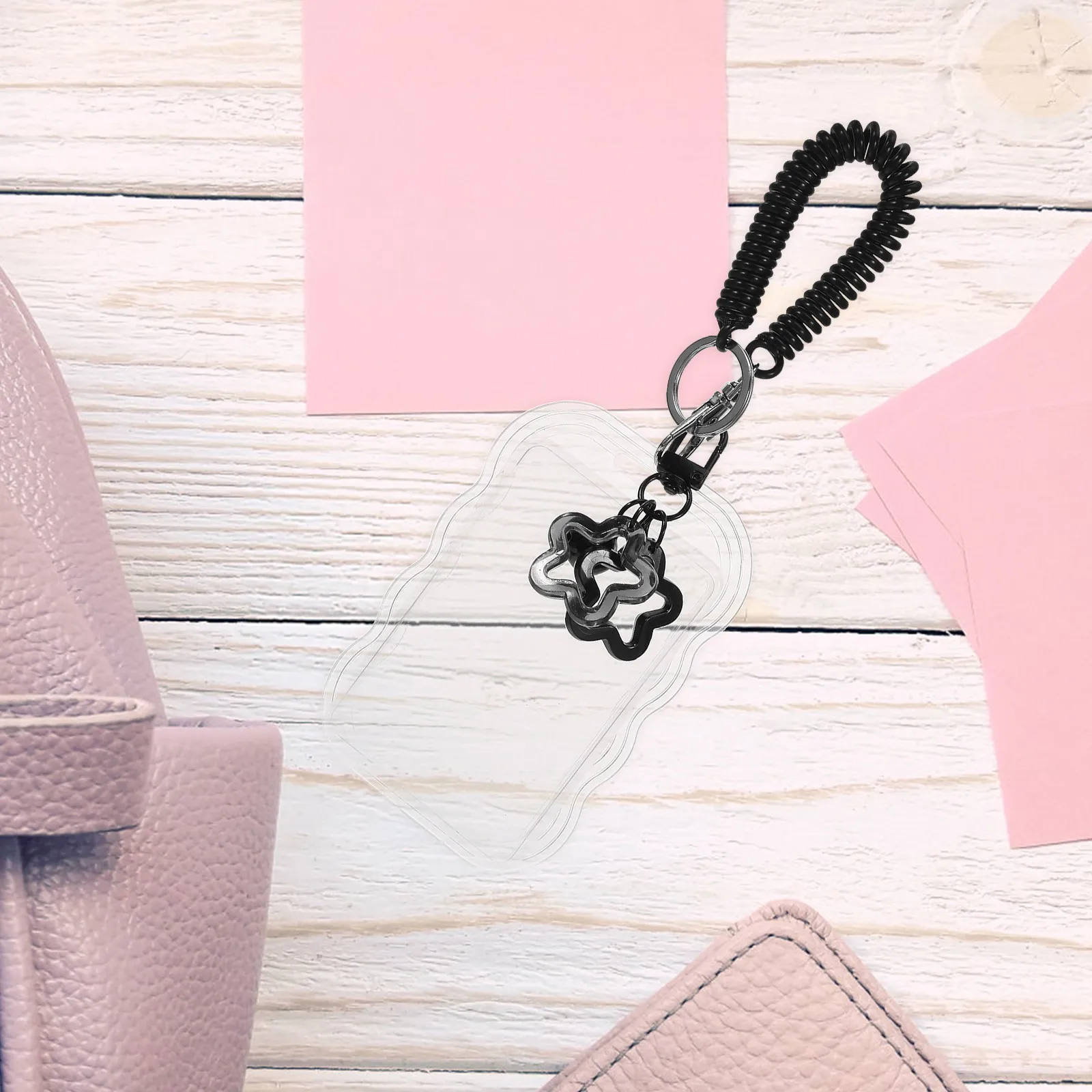 

2Pcs Star Keychain Card Holder Acrylic Transparent Photocard Sleeve Id Badge Protector School Office Student Card Case Clear