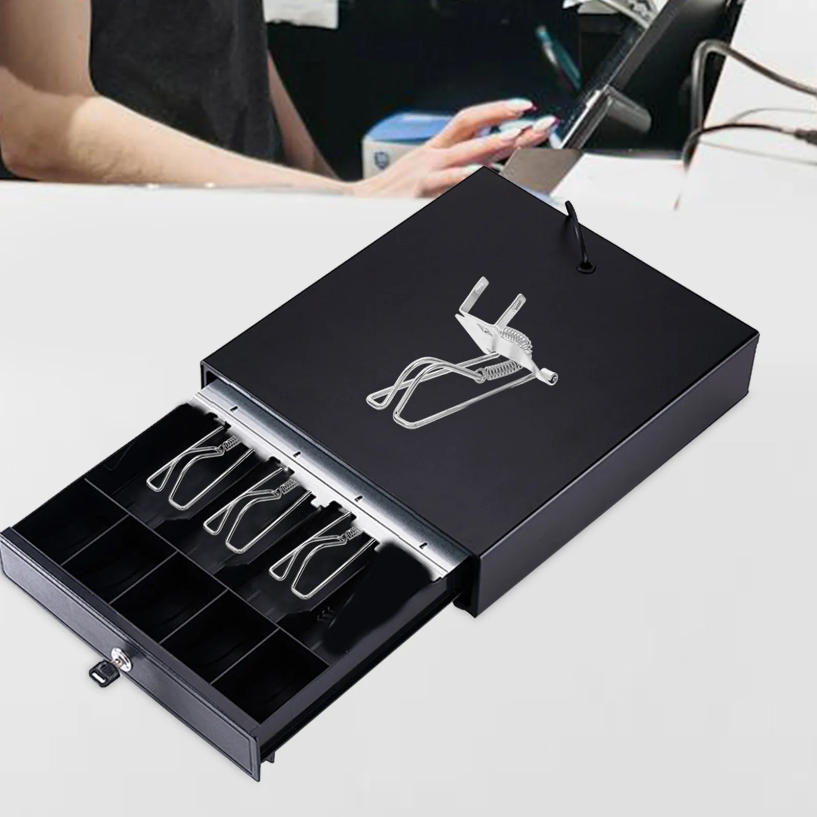 

Cashier Box Clip Clips Registers Accessories Silver Stainless Steel Drawer Tray