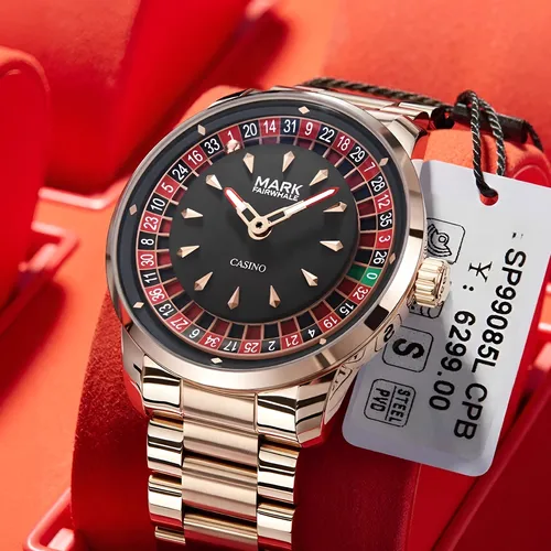 Imagen 2 del producto Mark Fairwhale 5031 Reloj de cuarzo divertido para Hombre diseño de rueda empotrada números arábigos Esfera giratoria Reloj de ruleta Reloj para Hombre Reloj