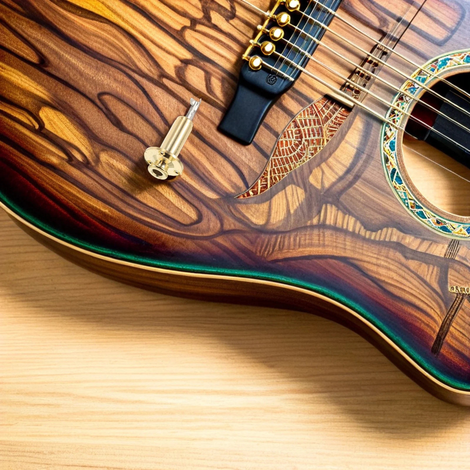 

1Set Acoustic Guitar Jack Socket Endpin Single Strap Button Threaded Output Jack Connector Replacement for Electric Bass Guitar