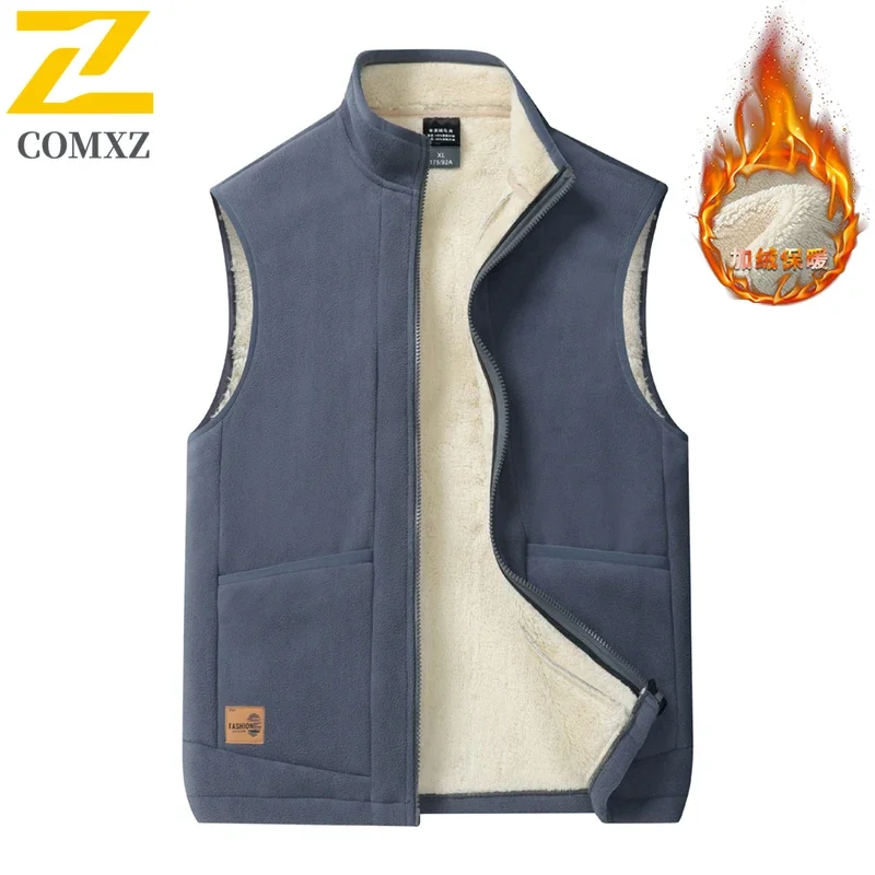 

2025 New Autumn and Winter Lambskin Vest Men's Fashion Retro Thick Warm Sleeveless Jacket Casual Solid Color Plush Vest Coat