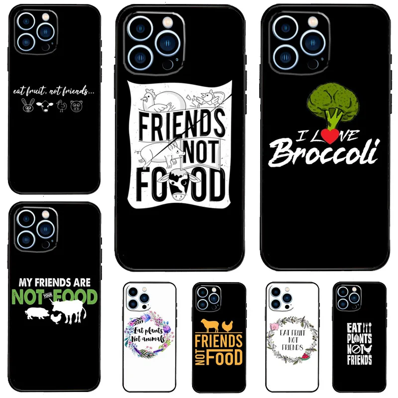 Eat Fruit Not Friends Vegan Quote Case For iPhone 15 16 14 13 12 11 Pro Max Mini X XR XS Max 7 8 Plus Bumper Cases Cover