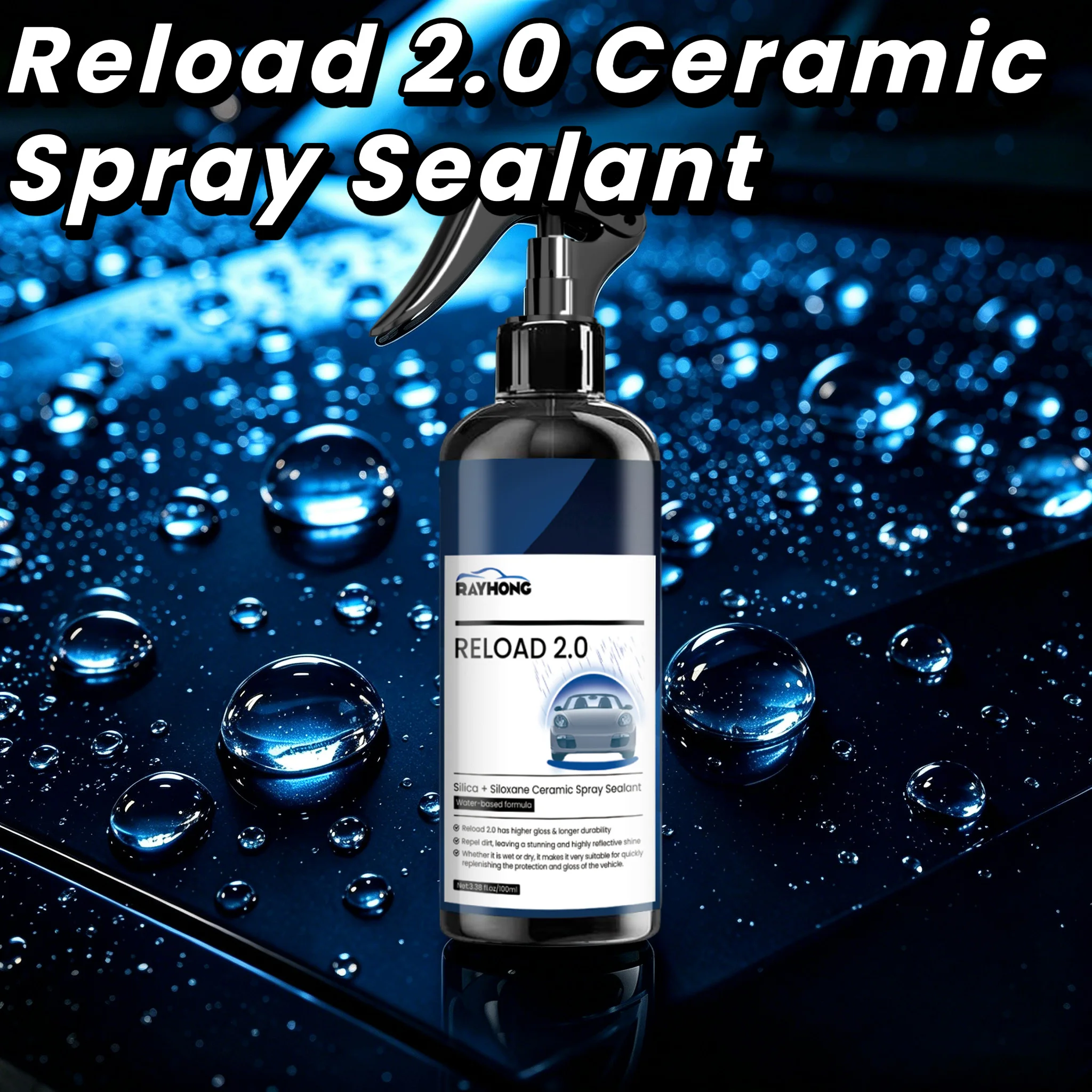 Reload 2.0 Ceramic Spray Sealant High Gloss Silica & Siloxane Car Coating Streak-Free Hydrophobic Water Beading Spray Car Detail
