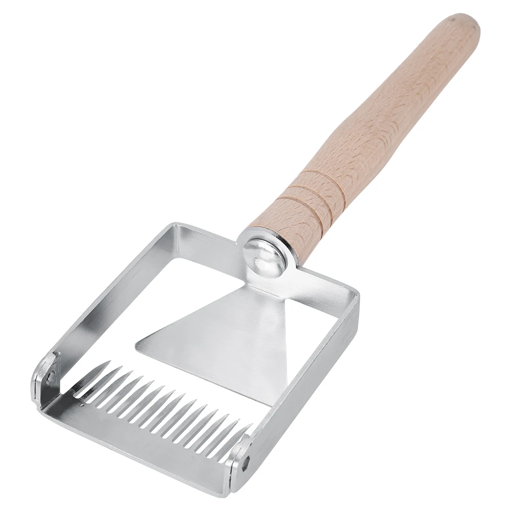 Stainless Steel Honey Comb Tine Uncapping Fork Beekeeping Tine Wooden Handle Honeycomb Honey Scraper Beekeeping Equipment