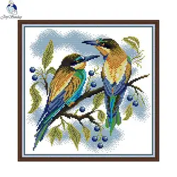 Joy Sunday Kingfisher Bird Cross Stitch Kit Animal Aida Fabric 16ct 14ct 11ct Canvas Cotton Thread Embroidery Kits Diy Craft Set