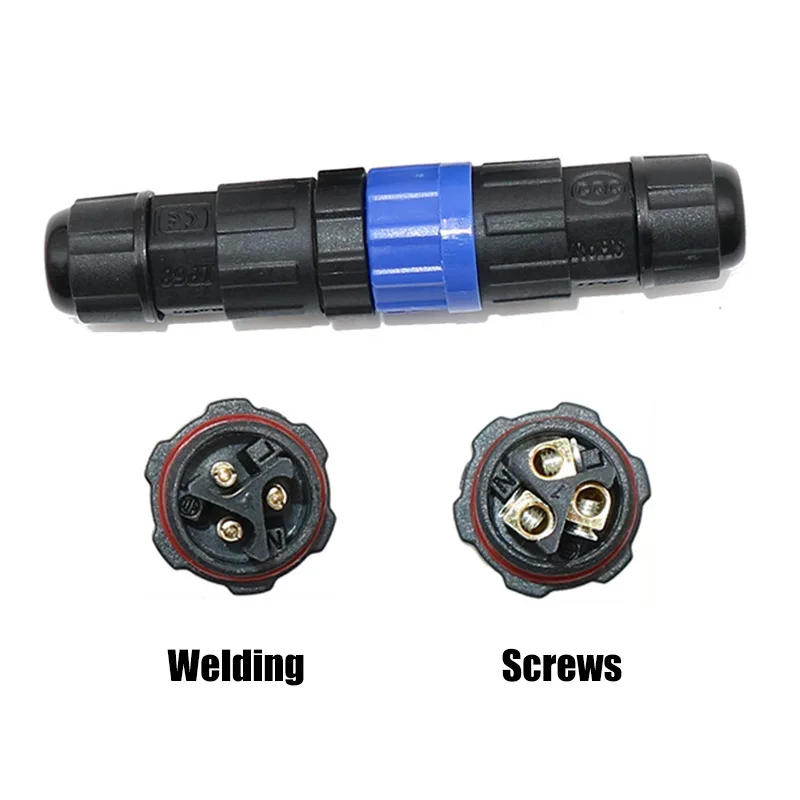 IP68 M16 Self-locking Connector 2/3/4/5/6/7/8/9/10/11/12 Pin Male Female Docking Reverse-mounting Plug Welding Screw Wire Joint