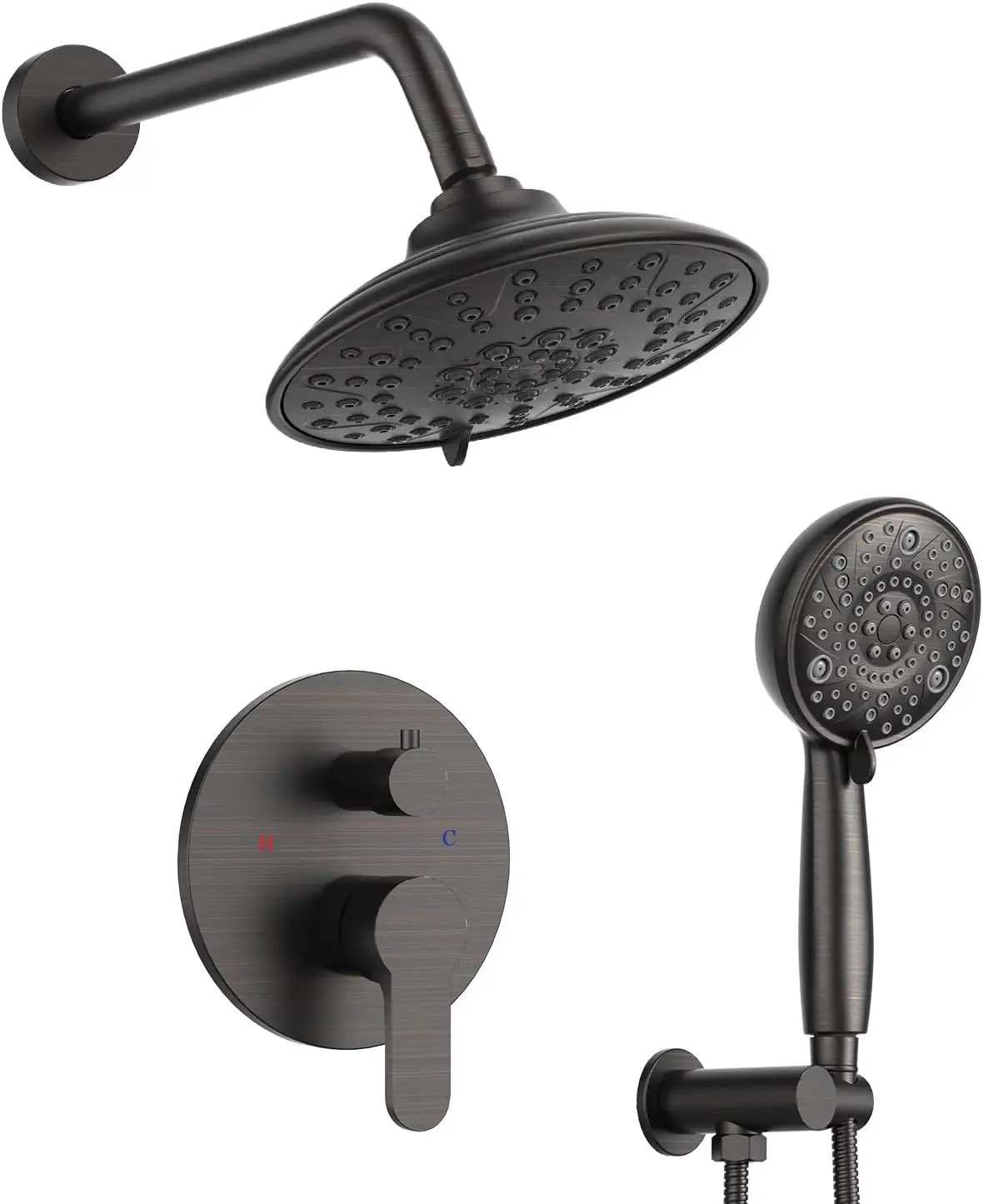 Embather Shower Faucets Sets Complete With 3 Setting High Pressure Shower Head, Bathroom Wall Mounted Rainfall Shower Fixtures