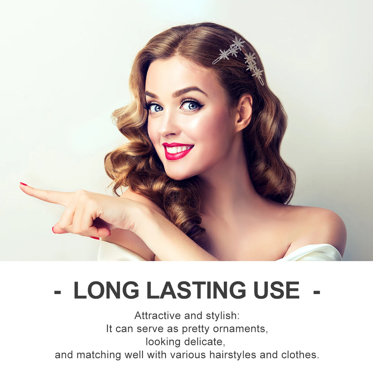 

2 Pcs Snowflakes and Star Hair Clips Elegant Accessories Barrettes Christmas Party Accessory Bang Alloy Shiny