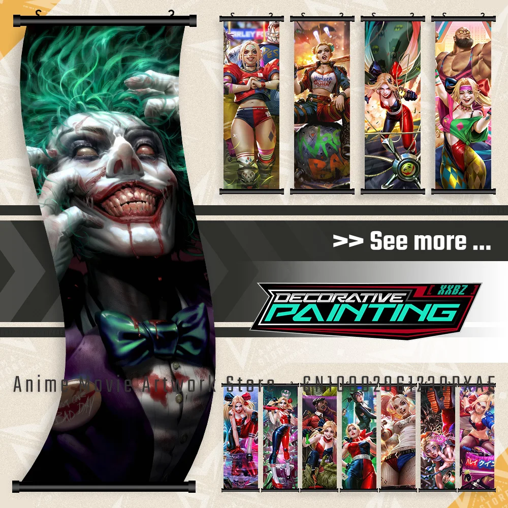 DC Comics Joker Suicide Squad Harley Quinn lienzo impreso colgante pintura pared arte cartel decoración del hogar rollos imagen sala de estar