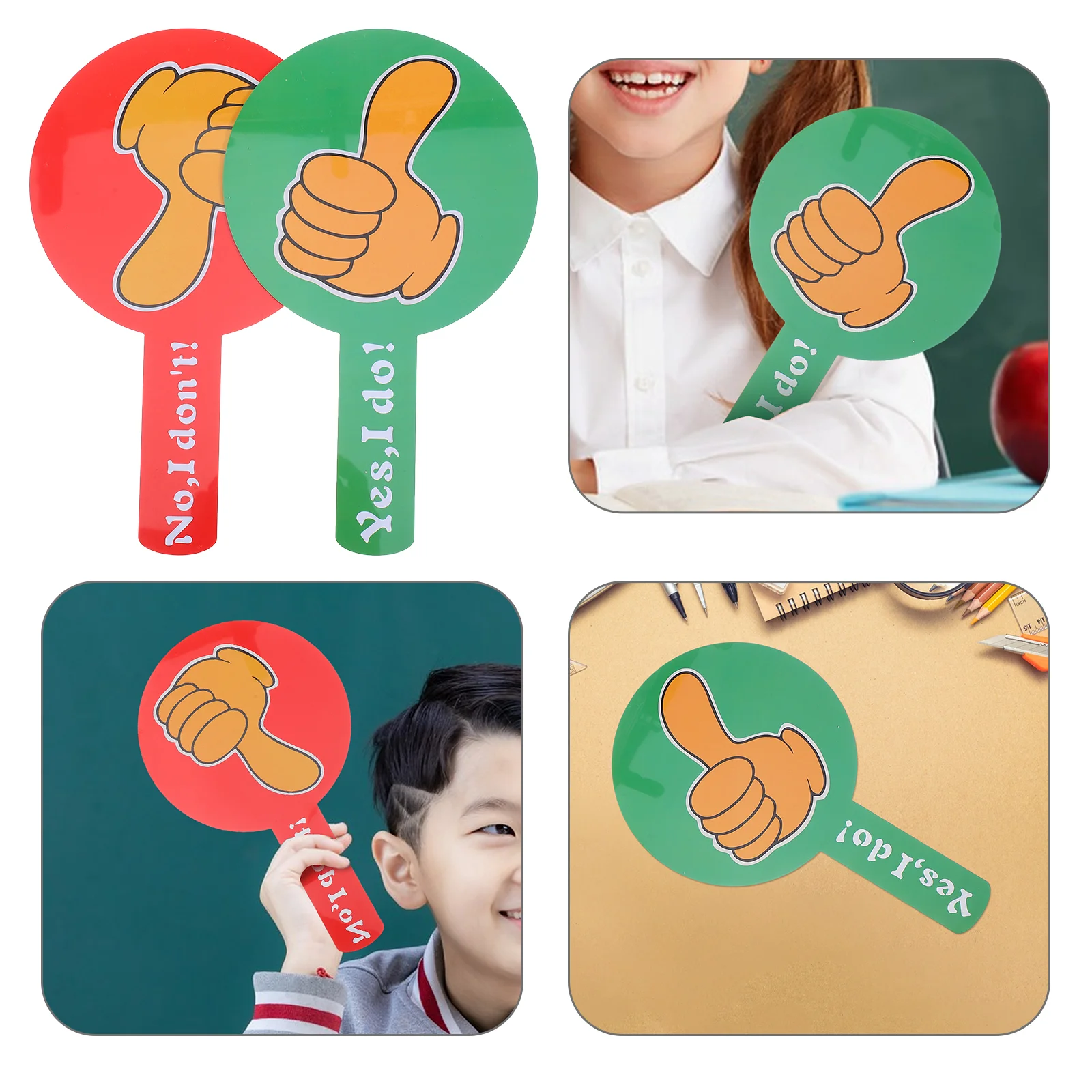 2 Pcs Hand Holding Score Board Double Sided Classroom Paddles Judging Tools Teacher Voting Toy Judge Plastic Thumbs up Toddler