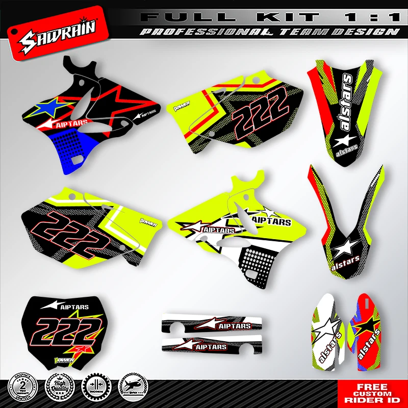 

Sawrain Motorcycle Sticker Custom Team Graphics Decals Kit For YAMAHA YZ125-250 2002 2003 2004 2005 2006 -2014 001