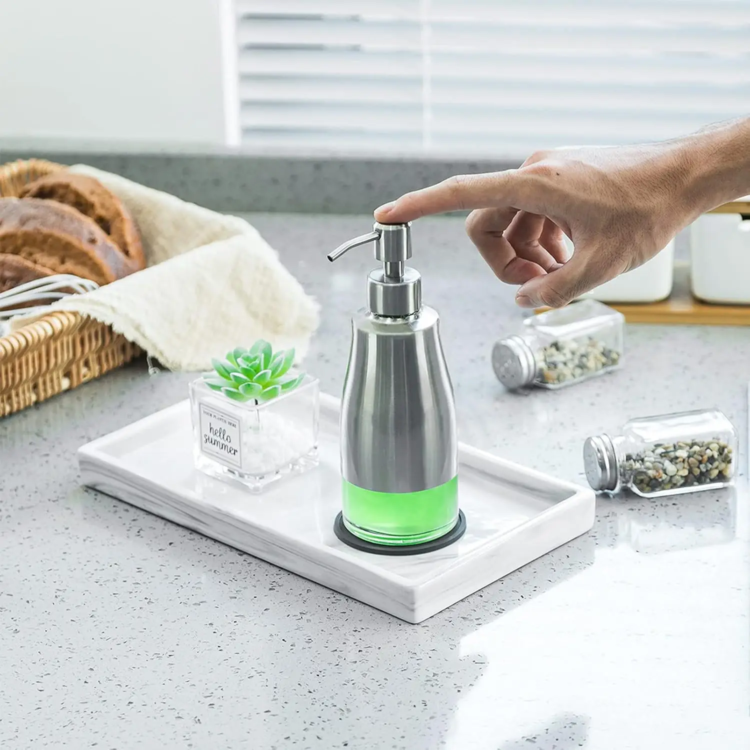 304 Stainless Steel Lotion Bottle with Glass 300ML Transparent Hand-washing Press Bottle Bathroom Soap Liquid Bottle