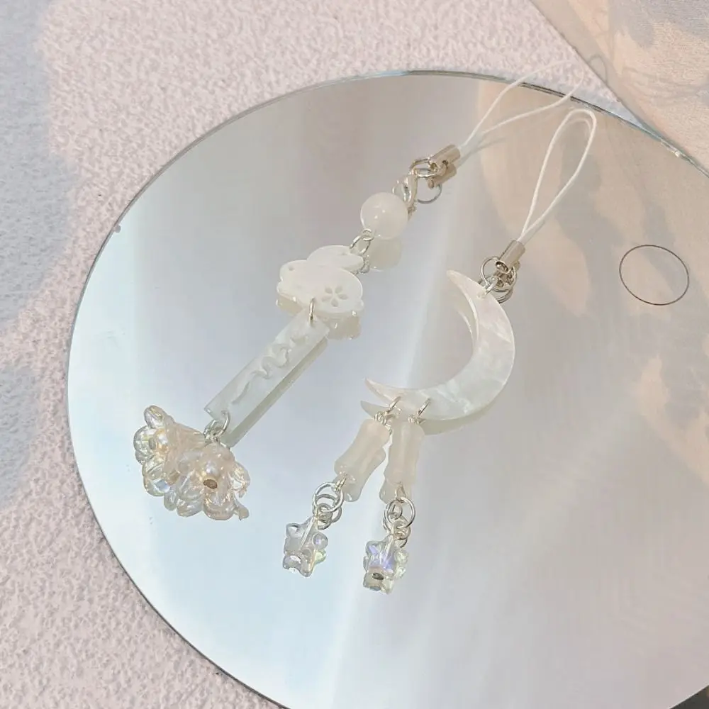 

Acrylic Moon Star Phone Charms DIY Handmade Anti-Lost Cloud Phone Chains Short Ins Mid-Autumn Festival Mobile Strap