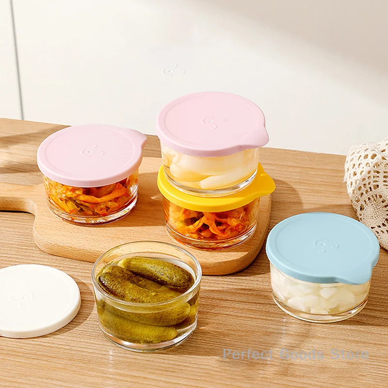 Microwave Safe Round Food Storage Container High Borosilicate Glass Pickle Sealed Jar Refrigerator Fruit Vegetable Storage Jar