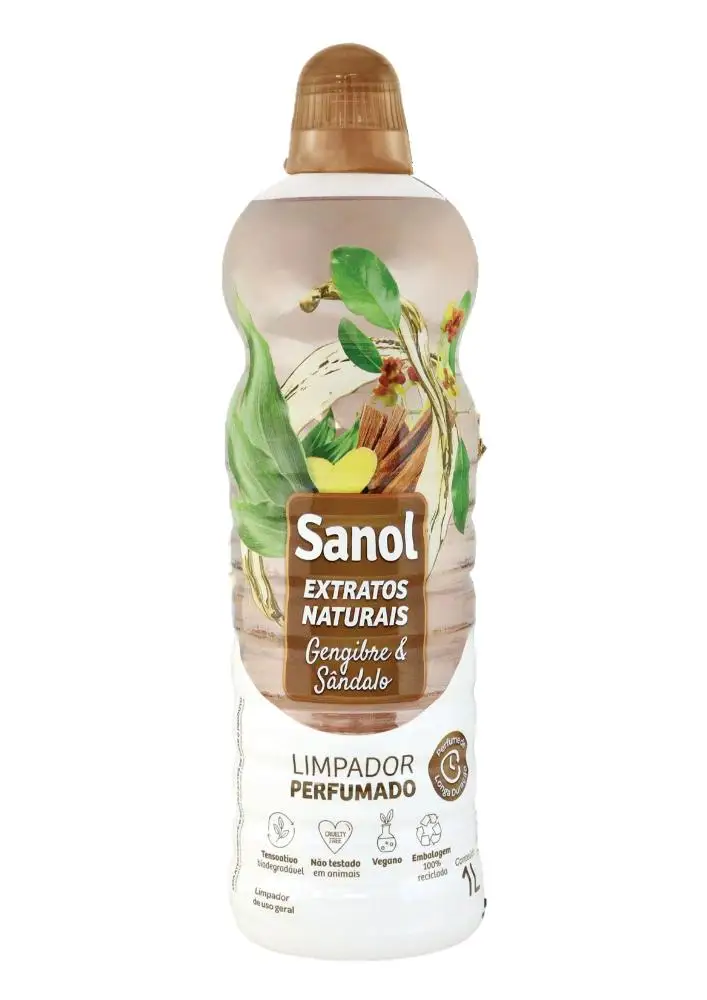 LIMPADOR PERFUMADO SANOL EXTRATOS NATURAIS GENGIBRE E SANDALO 1L