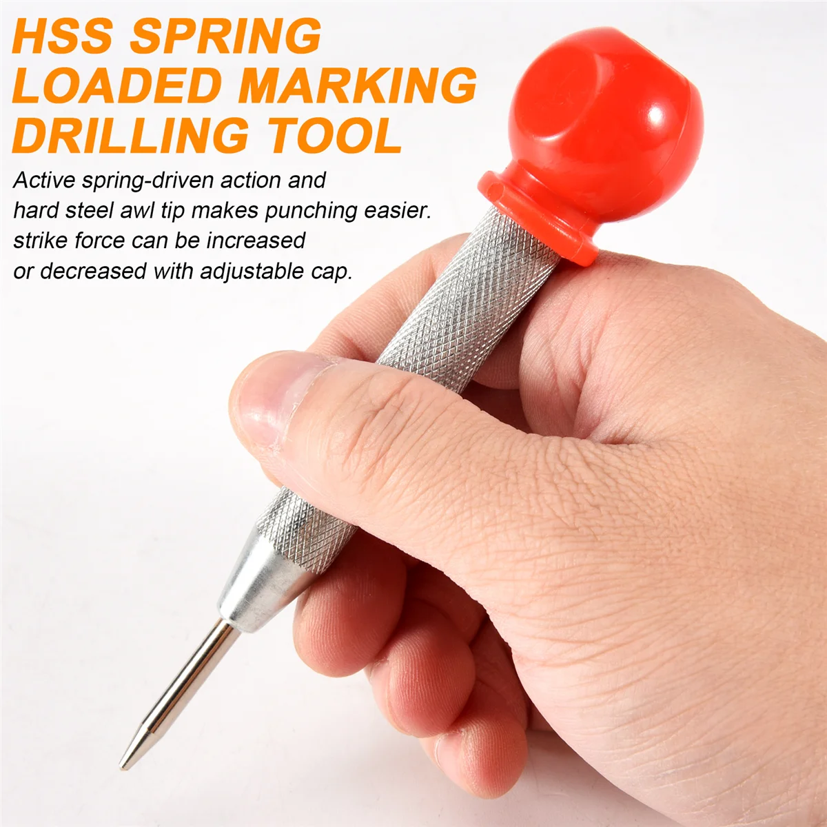 1ชิ้น hss ศูนย์หมัดสเตเตอร์เจาะอัตโนมัติศูนย์หมุดเจาะสปริงโหลดเครื่องมือเจาะที่มีการป้องกัน