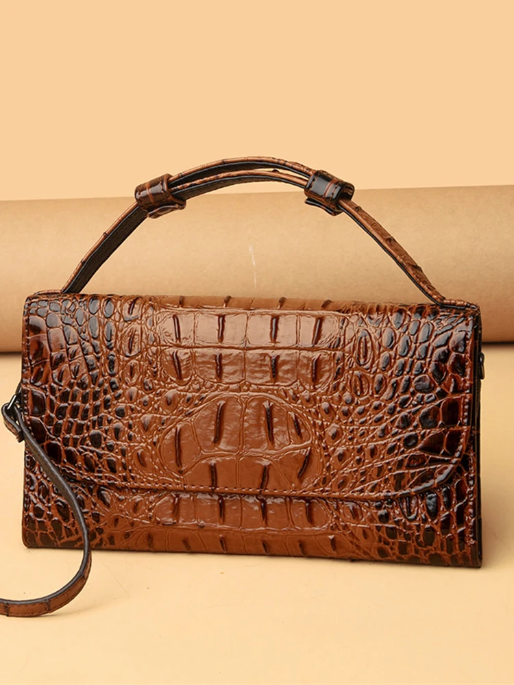 Torebki Crossbody dla kobiet luksusowy projektant torebka krokodyl wzór torba na ramię marki wysokiej jakości skóra Femme Luxe Square — zdjęcie 2