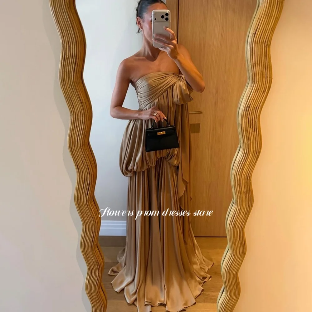 

Flowers A Line Prom Dress with Pleats Layers Party Dress Elegant Backless Evening Dress for Women فساتين مناسبة رسمية Customized