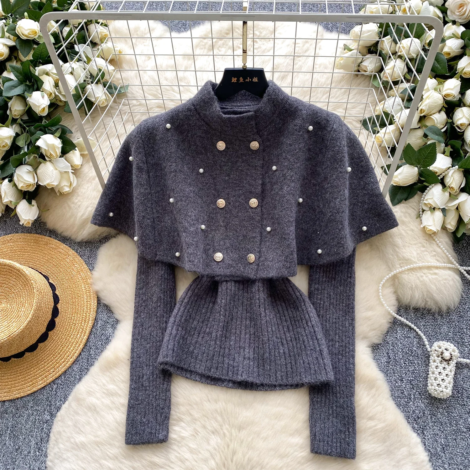 

Базовый вязаный элегантный винтажный свободный топ с длинными рукавами, повседневная офисная женская уличная осенняя женская блузка