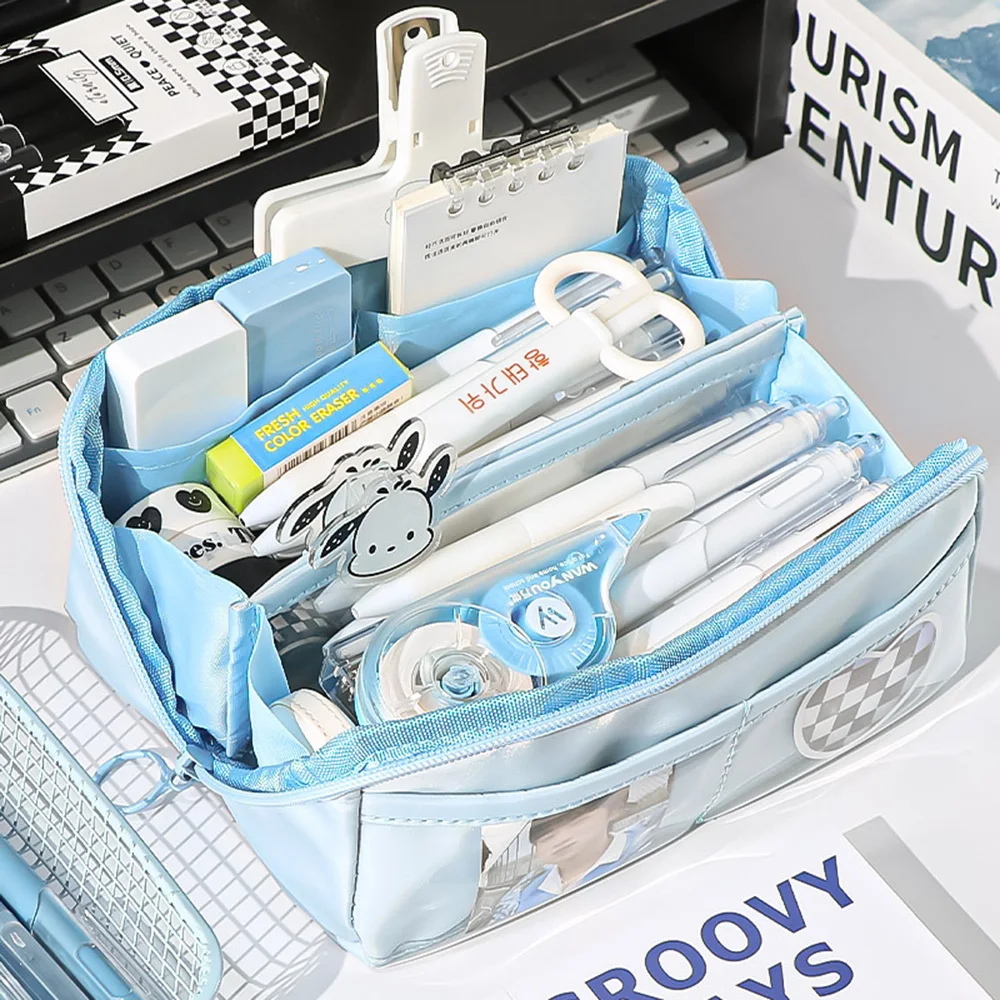 Imagem -01 - Estojo de Lápis de Grande Capacidade para Meninos e Meninas Bolsa de Caneta Transparente em Pvc Bolsa de Lápis Simples Papelaria para Estudantes Material Escolar estojo de lapis de grande capacidade para meninos e meninas bolsa de caneta transparente em pvc bolsa de lapis simples papelaria para estudantes material escolar 01