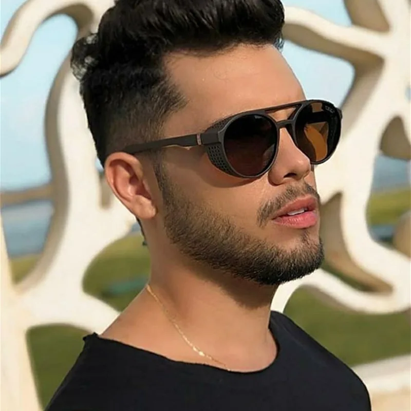 1/2PCS Classic Gothic Steampunk Sunglasses Men Women Brand Designer Shades Retro Round Driving Sun Glasses UV400 image 2