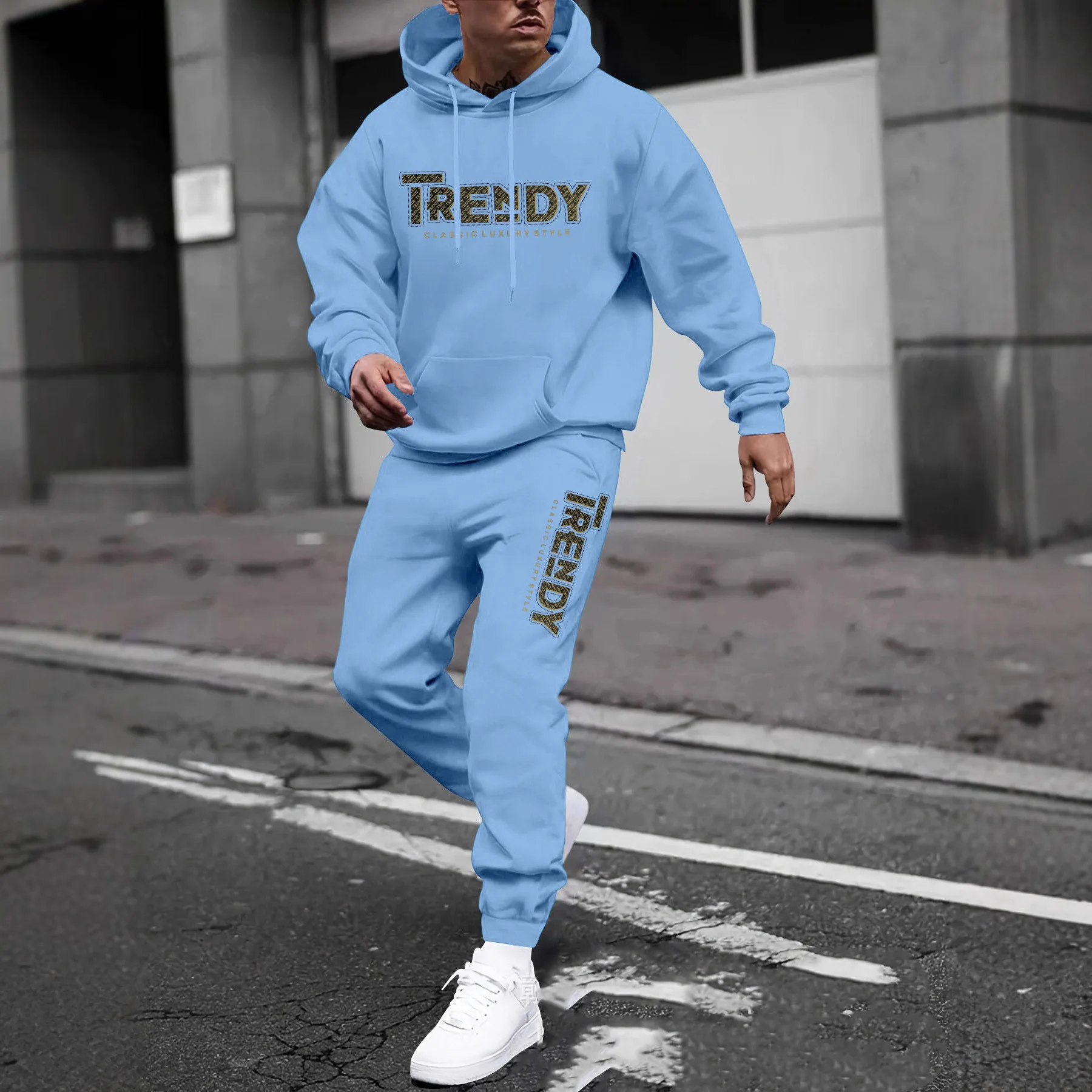 

Мужской зимний флисовый комплект с капюшоном и брюками, теплый спортивный костюм, уличная одежда, повседневная одежда с буквенным принтом, спортивная одежда, спортивный костюм