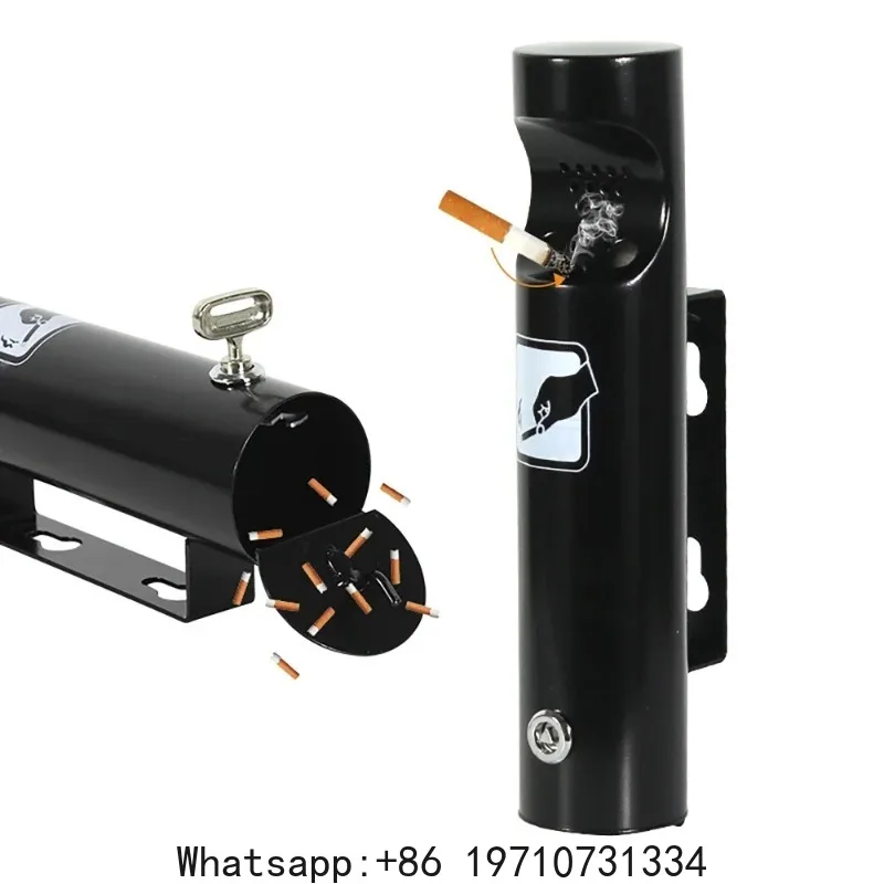 

Public Ashtray Wall-Mounted Ash Cylinder Column Smoking Ashtray 304 Stainless Steel Cigarette Ash Bin for Hotels Shopping Malls