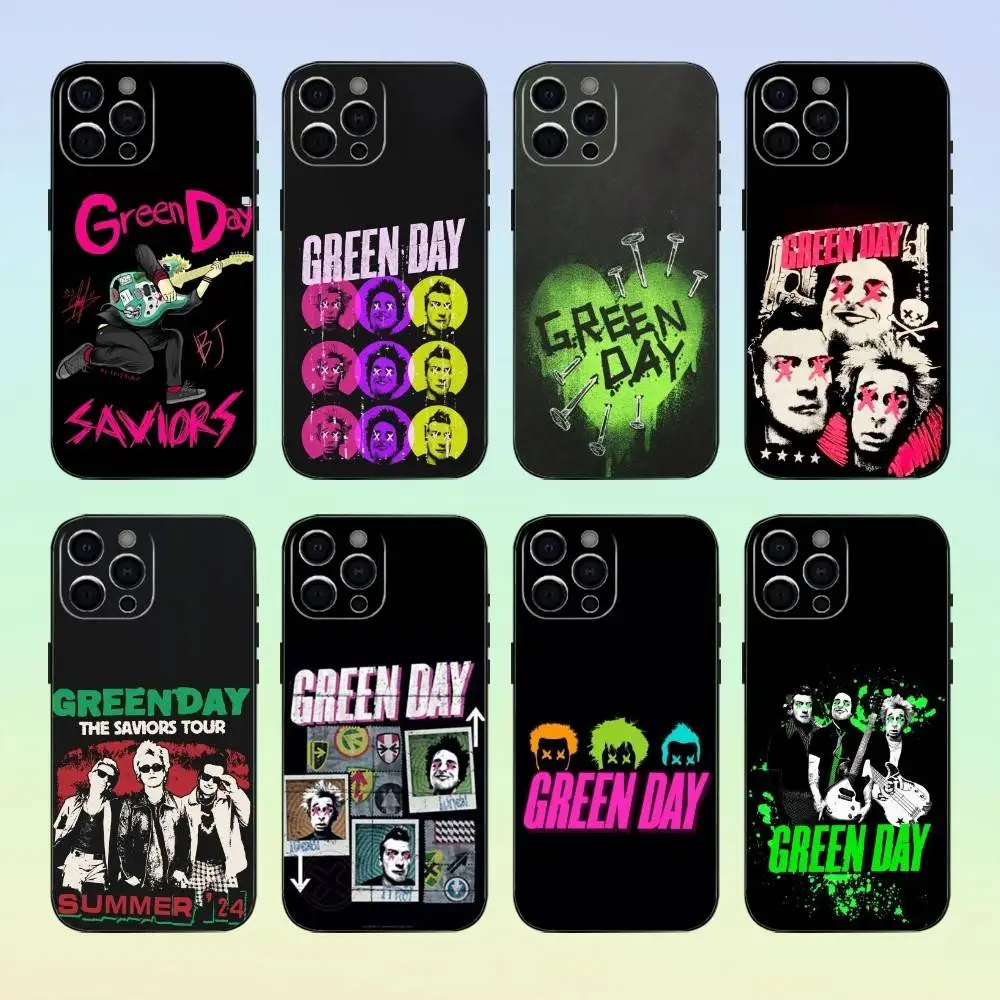 

Band G-Green Day Phone Case For iPhone17,16,15,14,13,12,11 Plus,Pro Max Soft Black Cover