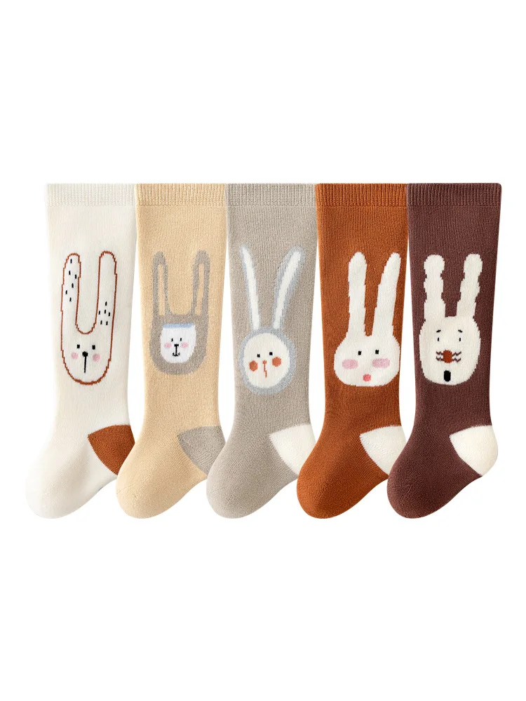 New Cartoon Cute Bunny Toddler Baby Newborn Socks Terry-Loop Fur Inside Long Stocking Kids Paying Socks